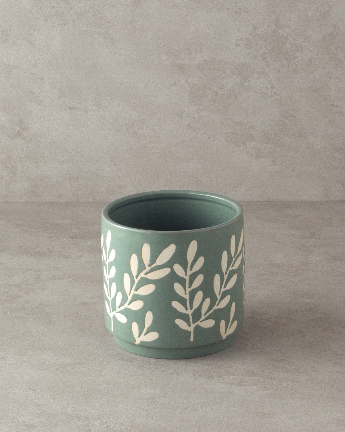 Leafy Stoneware Flower Pot - Brown - 10.5x10.5x9.5 cm (view 4)