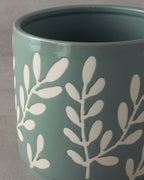 Leafy Stoneware Flower Pot (view 5)