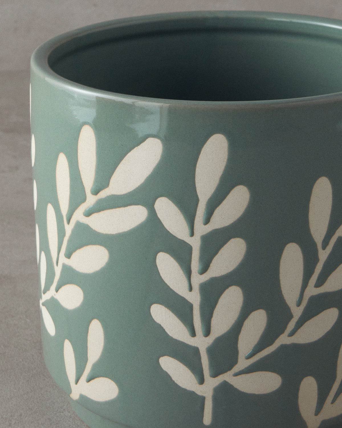 Leafy Stoneware Flower Pot (view 5)