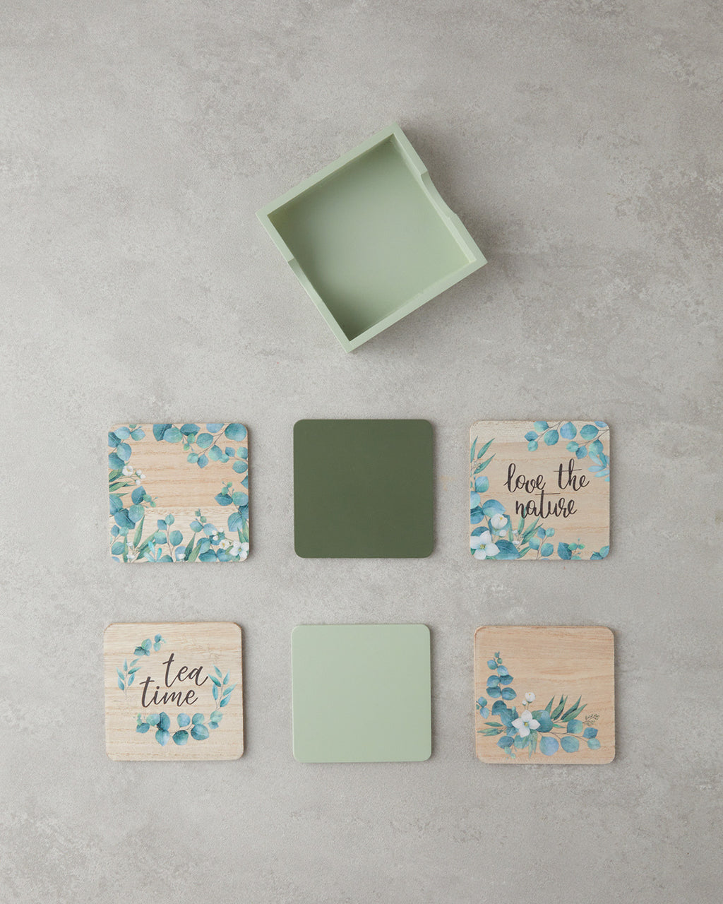 Gum Wooden 7 pcs Coaster 11.5 cm Colored (view 2)