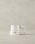 New Bone China with Lid and Spoon Mug 350 ml - White