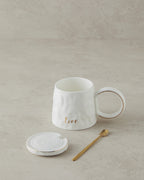New Bone China with Lid and Spoon Mug 350 ml - Black (view 2)