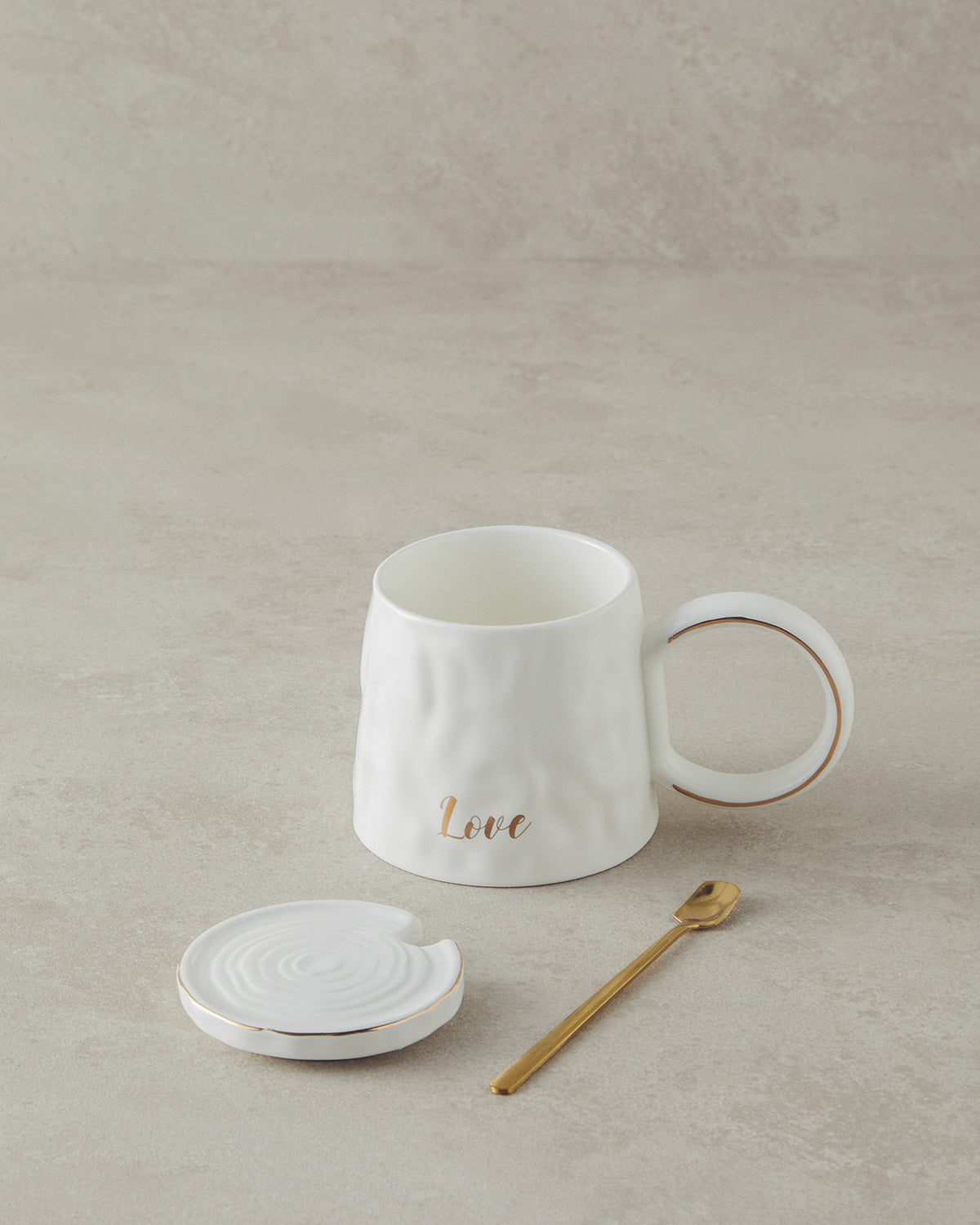 New Bone China with Lid and Spoon Mug 350 ml - Black (view 2)