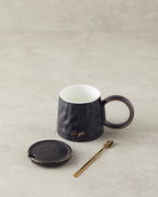 New Bone China with Lid and Spoon Mug 350 ml (view 6)
