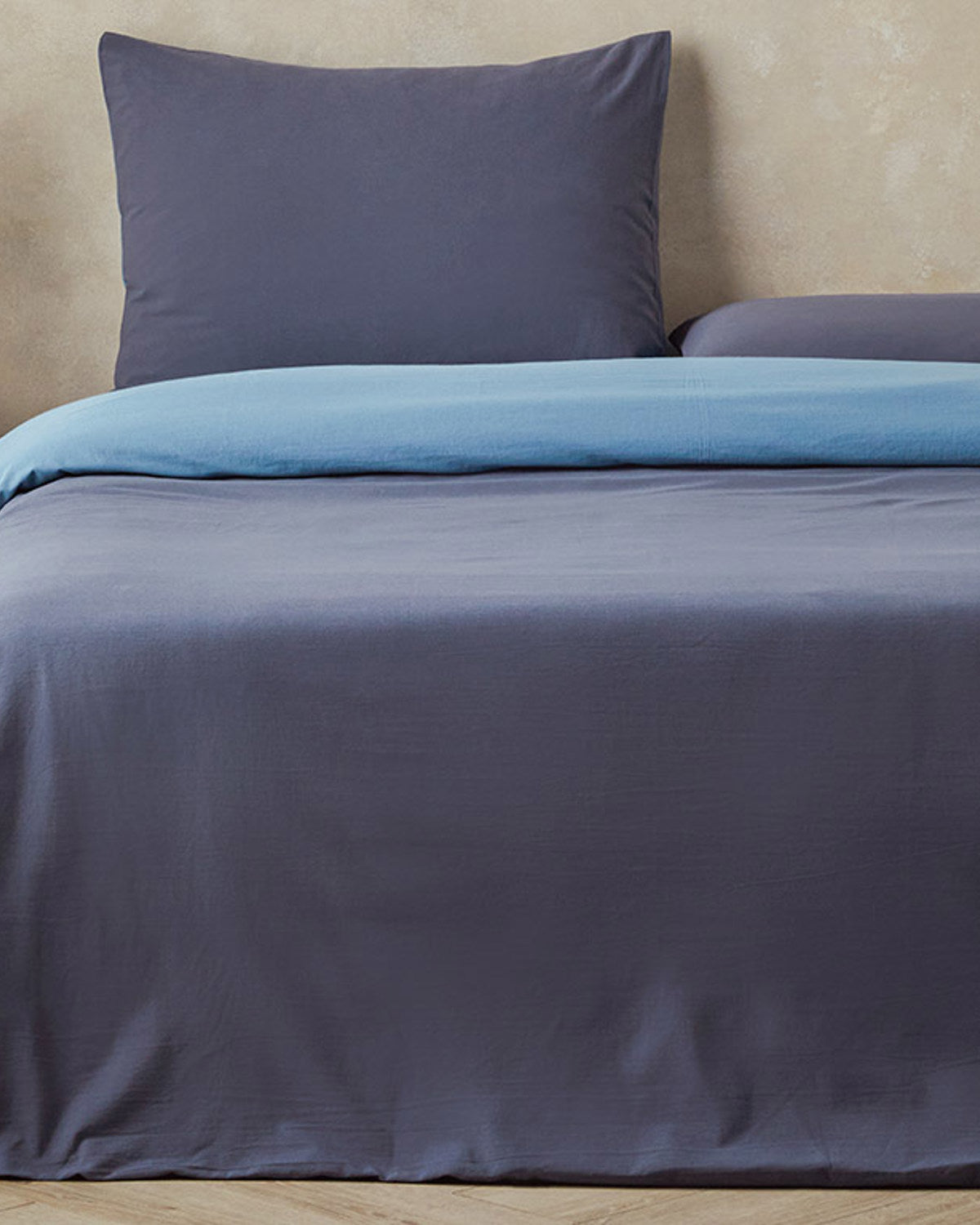 Flush Cotton Duvet Cover Set - Navy Blue - Blue - King 240x220 cm