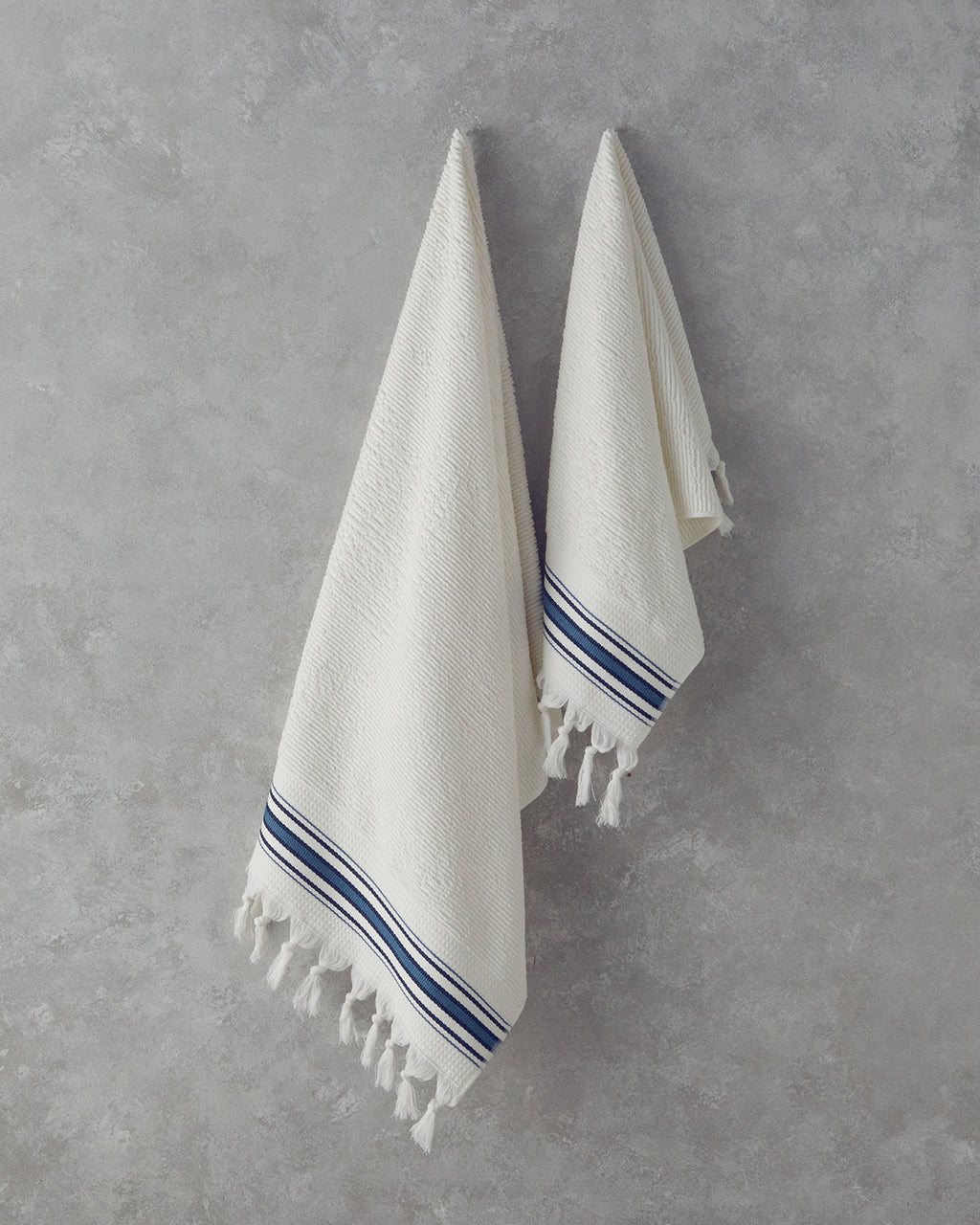 Cool Stripe Cotton Striped Bath Towel Set 50x85cm + 70x150cm - Ecru - Beige