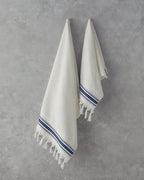 Cool Stripe Cotton Striped Bath Towel Set 50x85cm + 70x150cm - Ecru - Beige