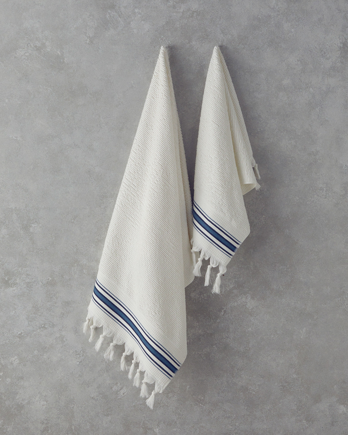 Cool Stripe Cotton Striped Bath Towel Set 50x85cm + 70x150cm - Ecru - Beige