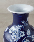 Flowery Bird Porcelain Vase 10x10x24 cm Blue - White (view 2)
