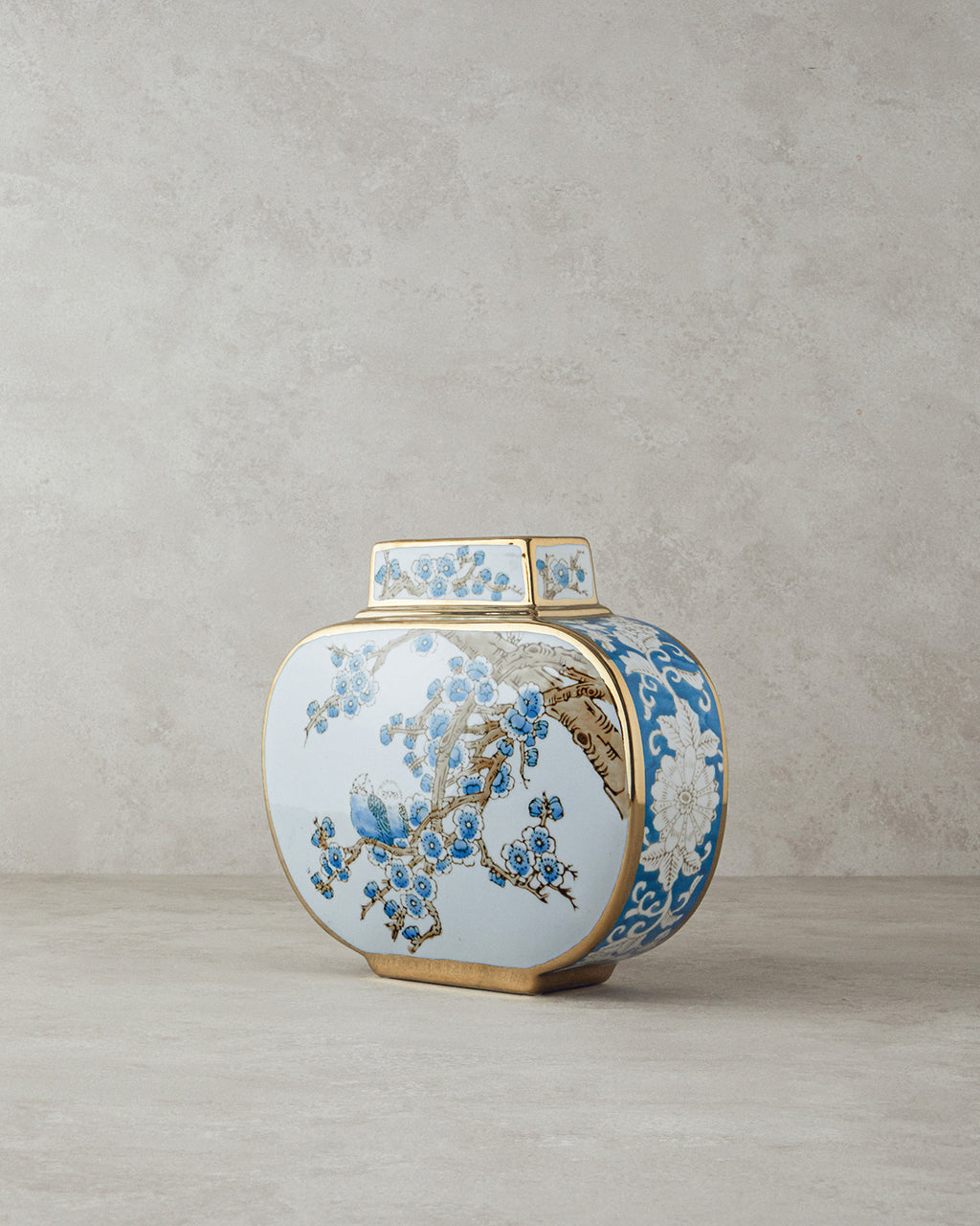 Sakura Garden Porcelain Vase - Blue Gold - 11x27x24 cm