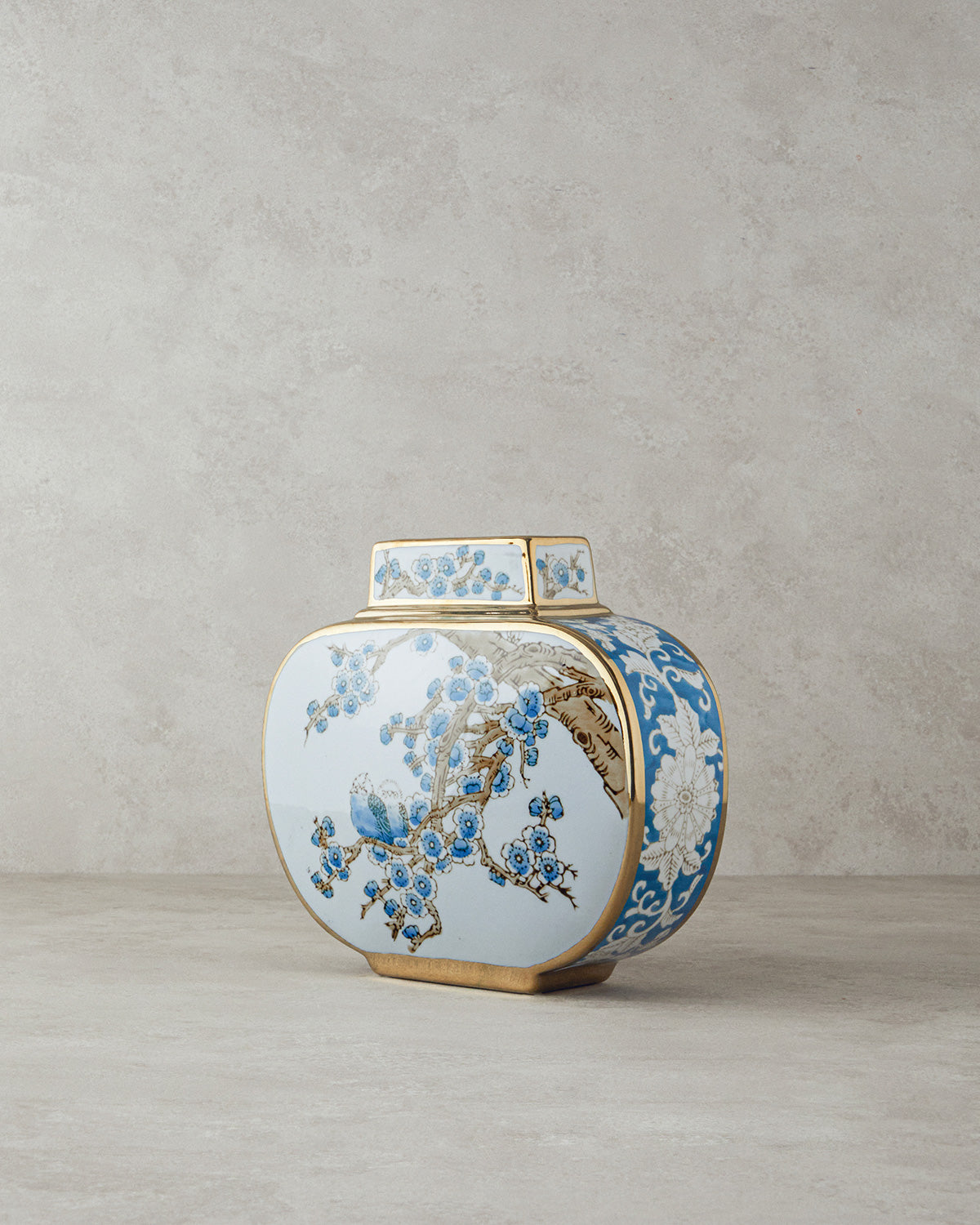 Sakura Garden Porcelain Vase - Blue Gold - 11x27x24 cm