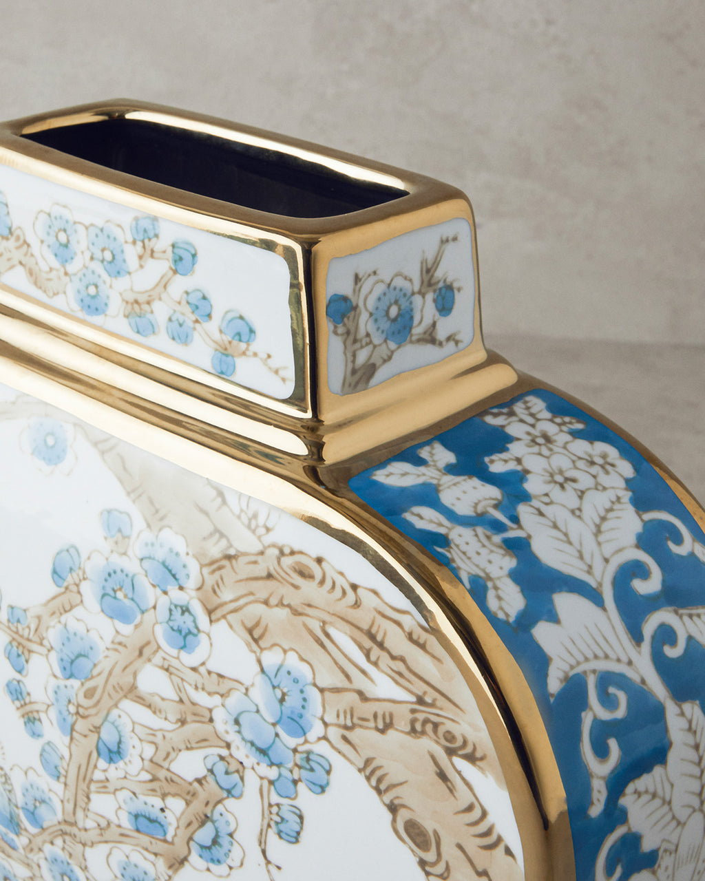 Sakura Garden Porcelain Vase - Blue Gold - 21x21x24 cm (view 3)