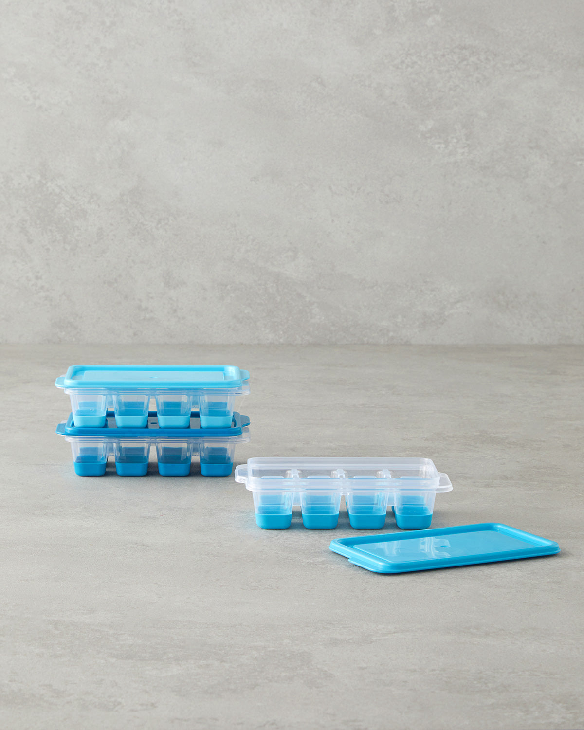 Plastic 3 pcs Mini Ice Tray Blue