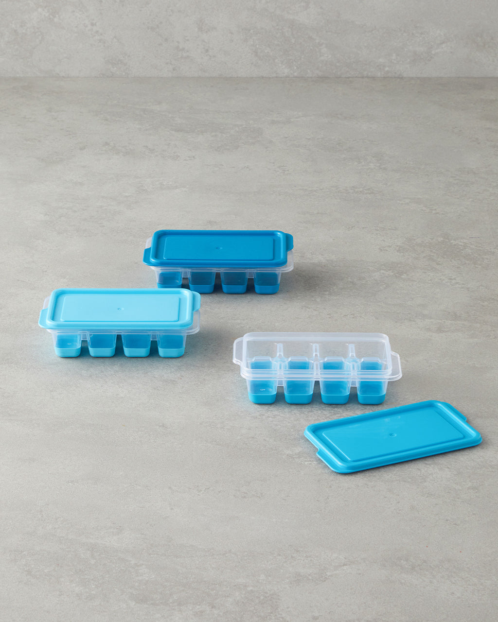 Plastic 3 pcs Mini Ice Tray Blue (view 2)