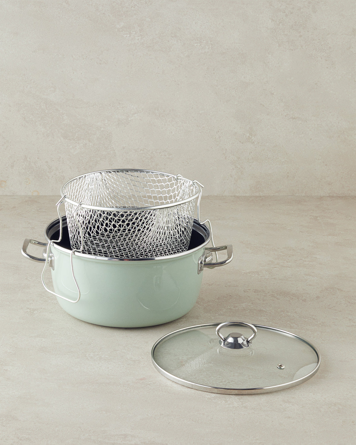 Enamel Frying Pan 22 cm - Beige (view 2)