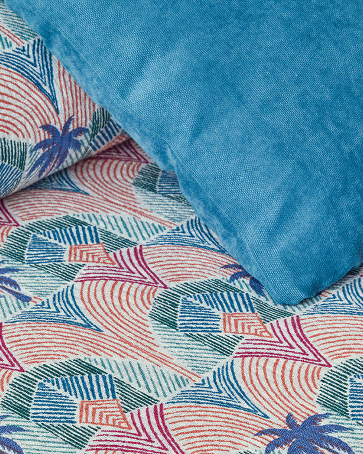 Tropical Palm Printed Summer Blanket Blue (view 5)