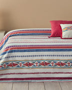 Folk Lines Printed Double Size Summer Blanket 200x220 cm Dark Pink