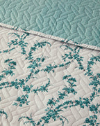 Scroll Flowers Multipurpose Single Size Bed Spread Set 160x220 cm Green (view 3)