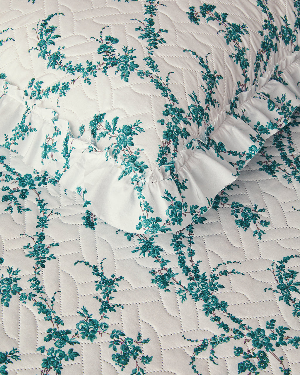 Scroll Flowers Multipurpose Single Size Bed Spread Set 160x220 cm Green (view 4)