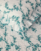 Scroll Flowers Multipurpose Single Size Bed Spread Set 160x220 cm Green (view 4)