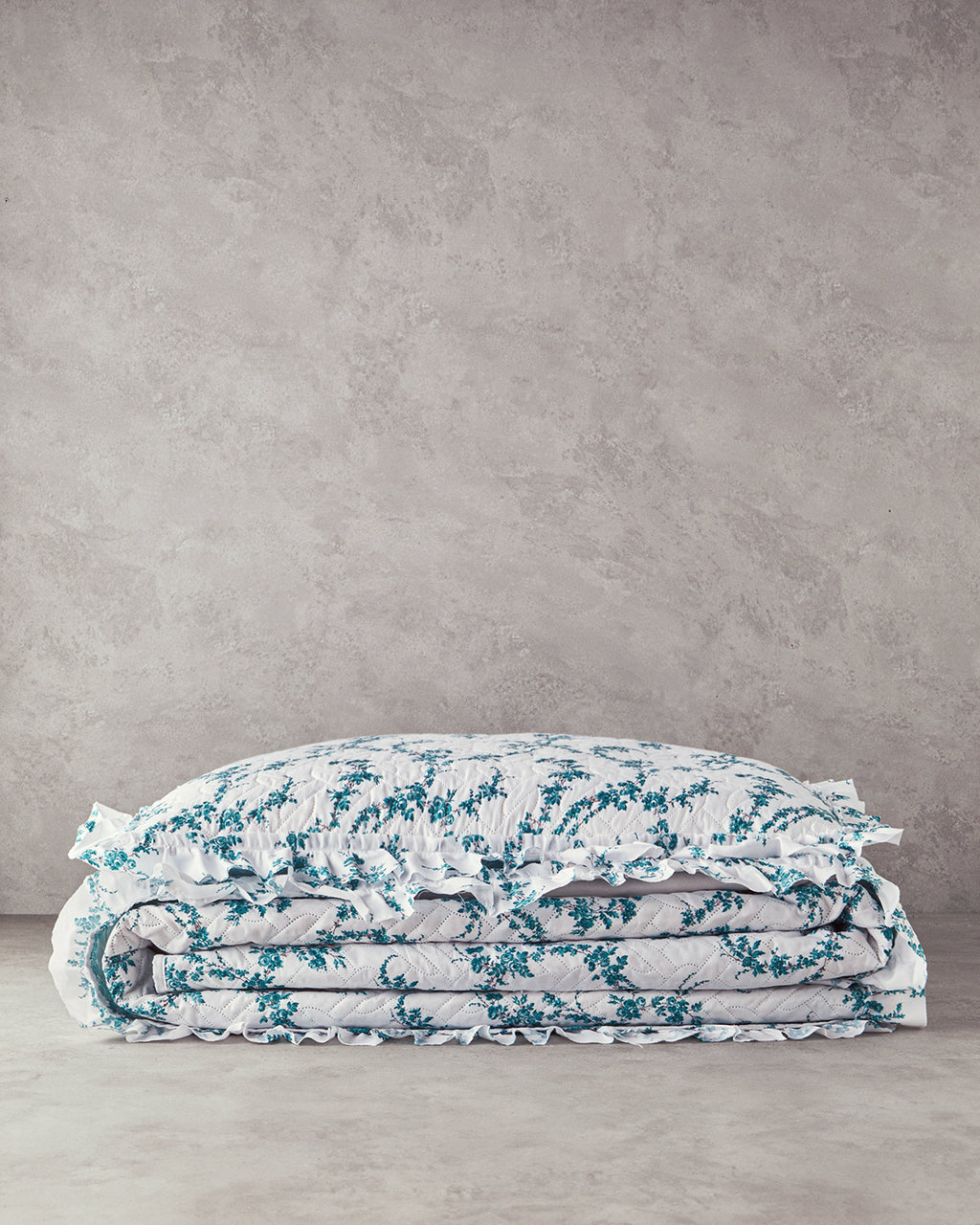 Scroll Flowers Multipurpose Single Size Bed Spread Set 160x220 cm Green (view 6)