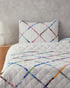Ruffled Double Size Bed Spread Set 200x220 cm White
