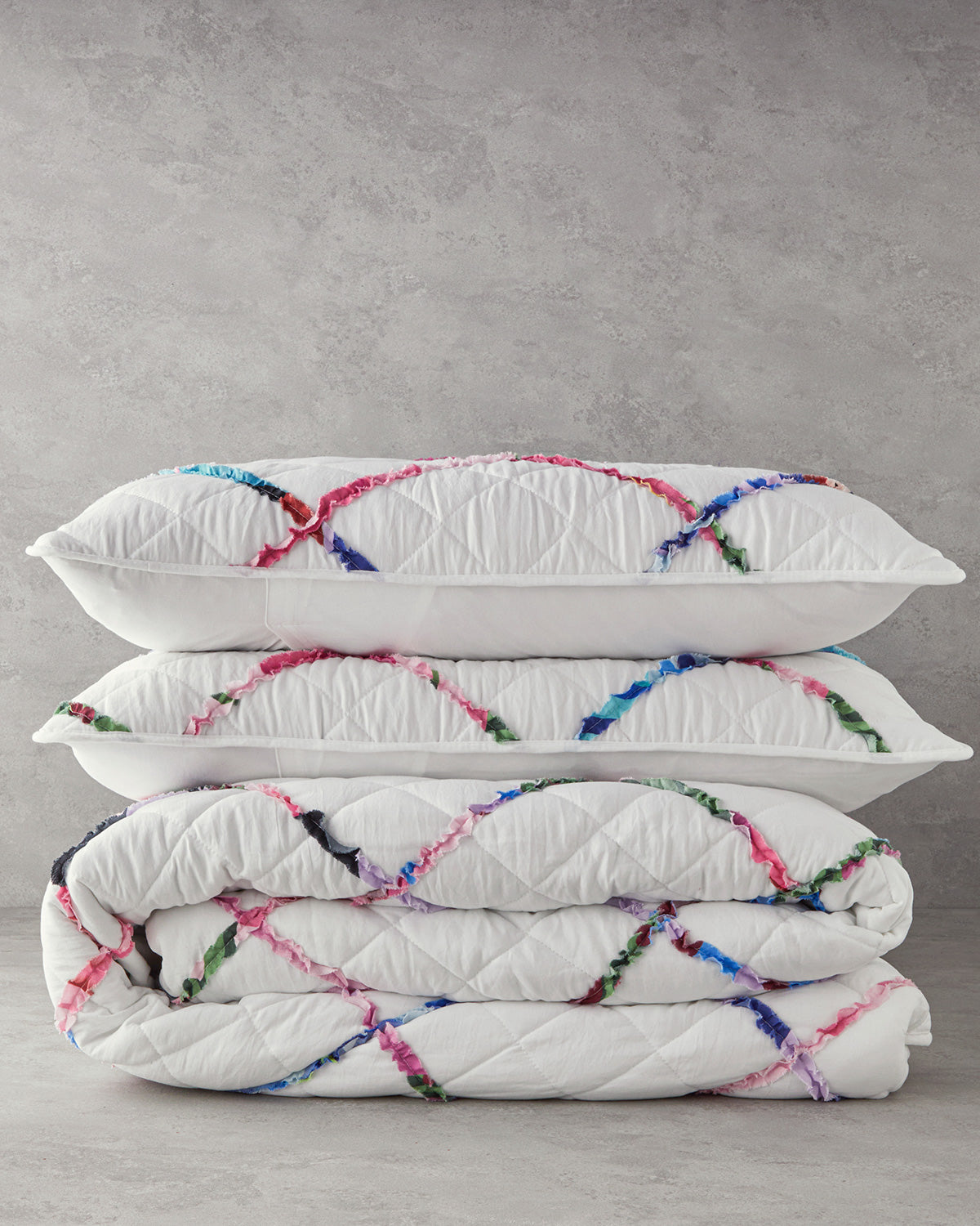 Ruffled Double Size Bed Spread Set 200x220 cm White (view 4)