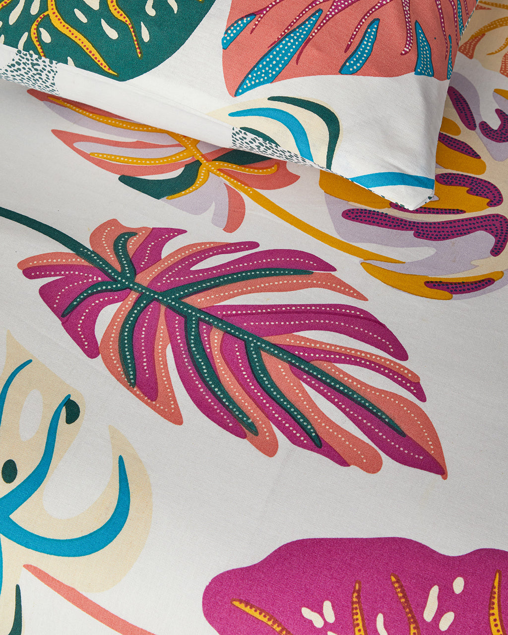 Cotton Duvet Cover Set Fuchsia (view 10)
