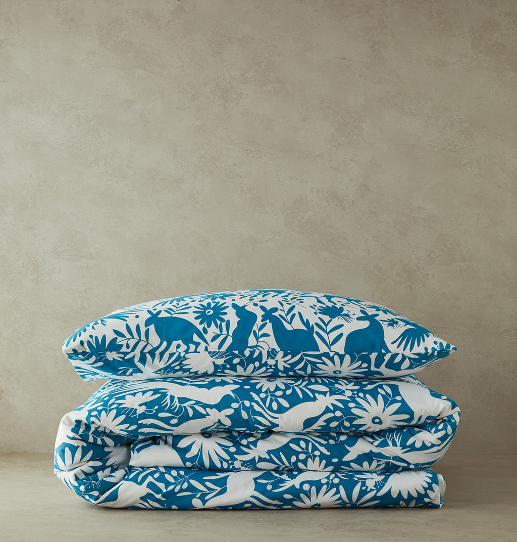 Cotton Duvet Cover Set Blue (view 5)