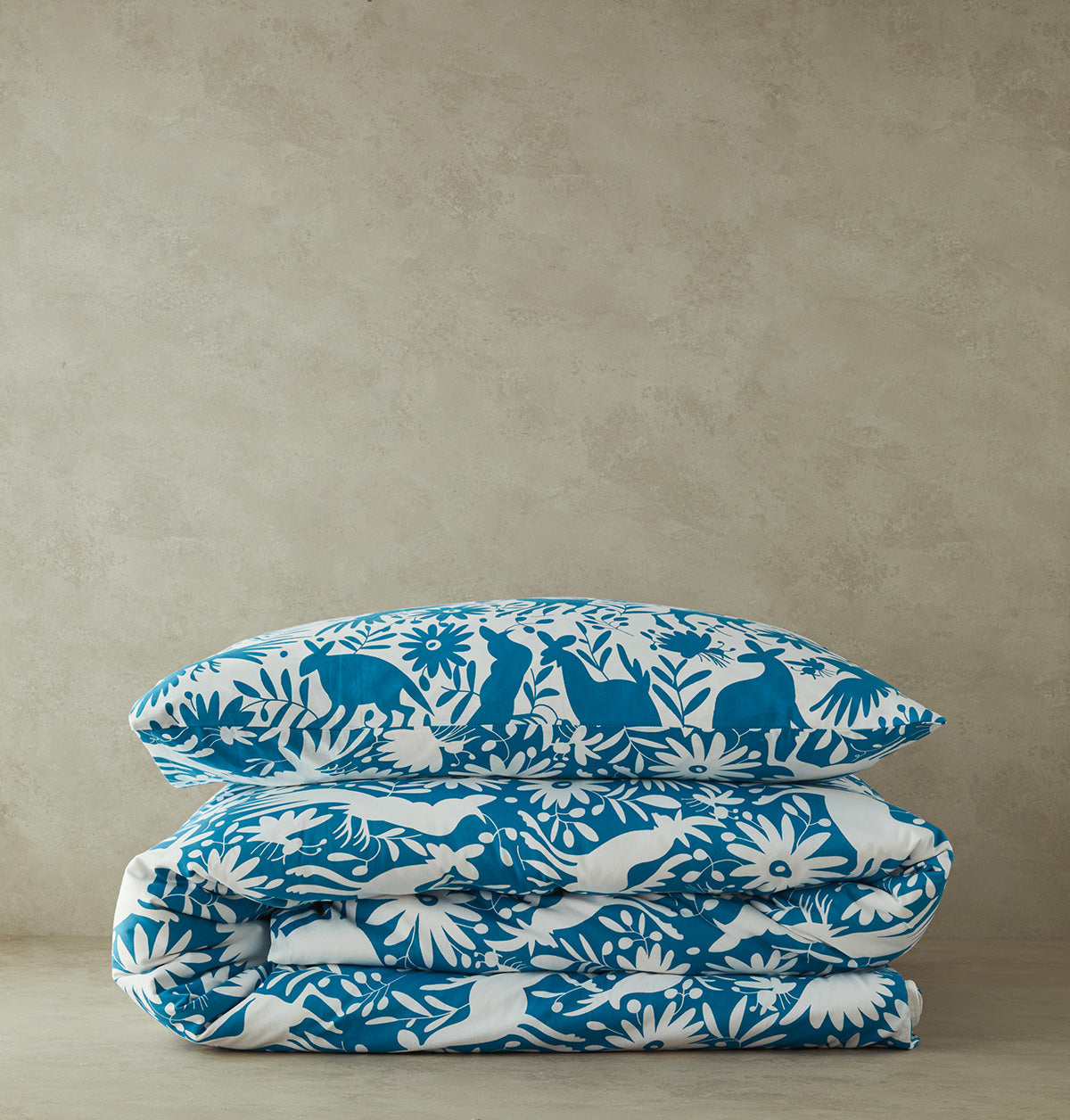 Cotton Duvet Cover Set Blue (view 5)