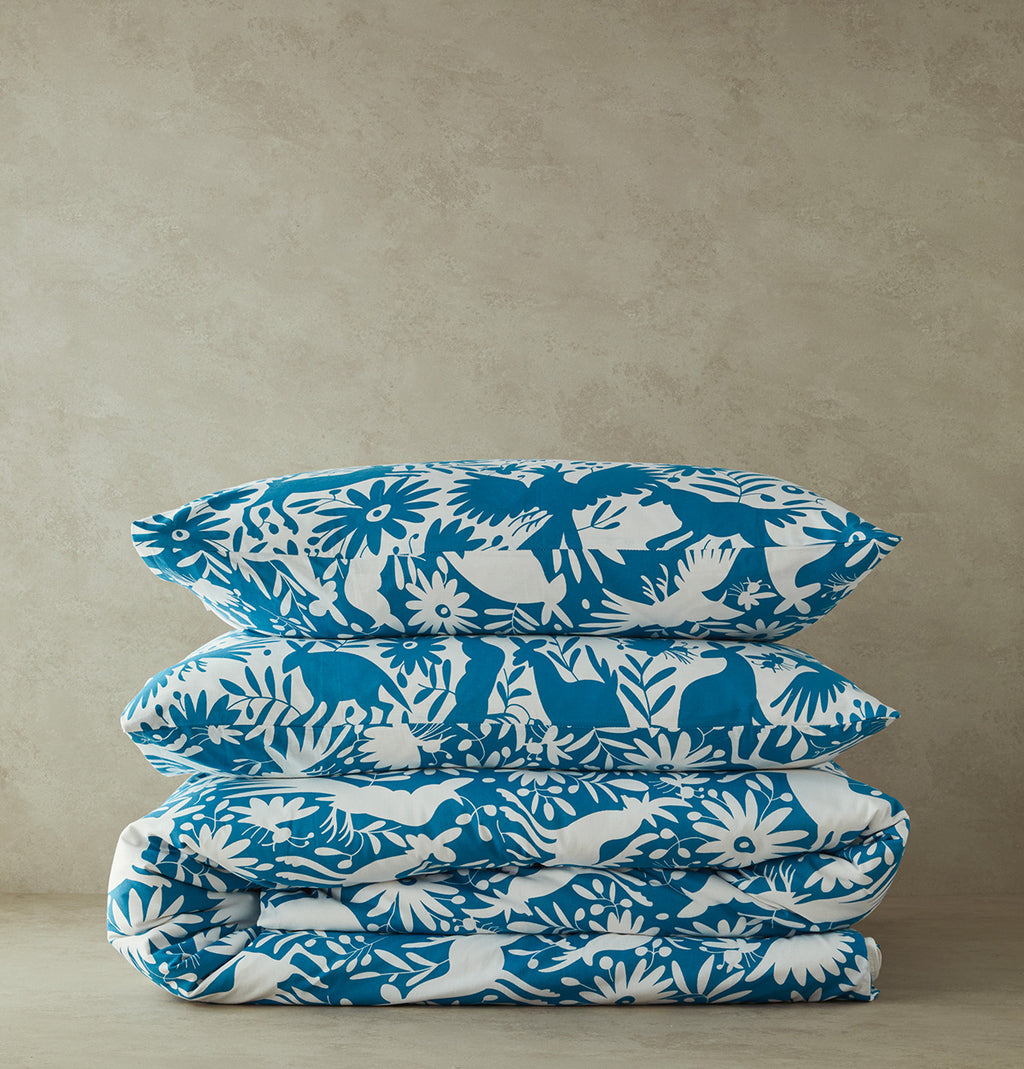 Cotton Duvet Cover Set Blue (view 10)
