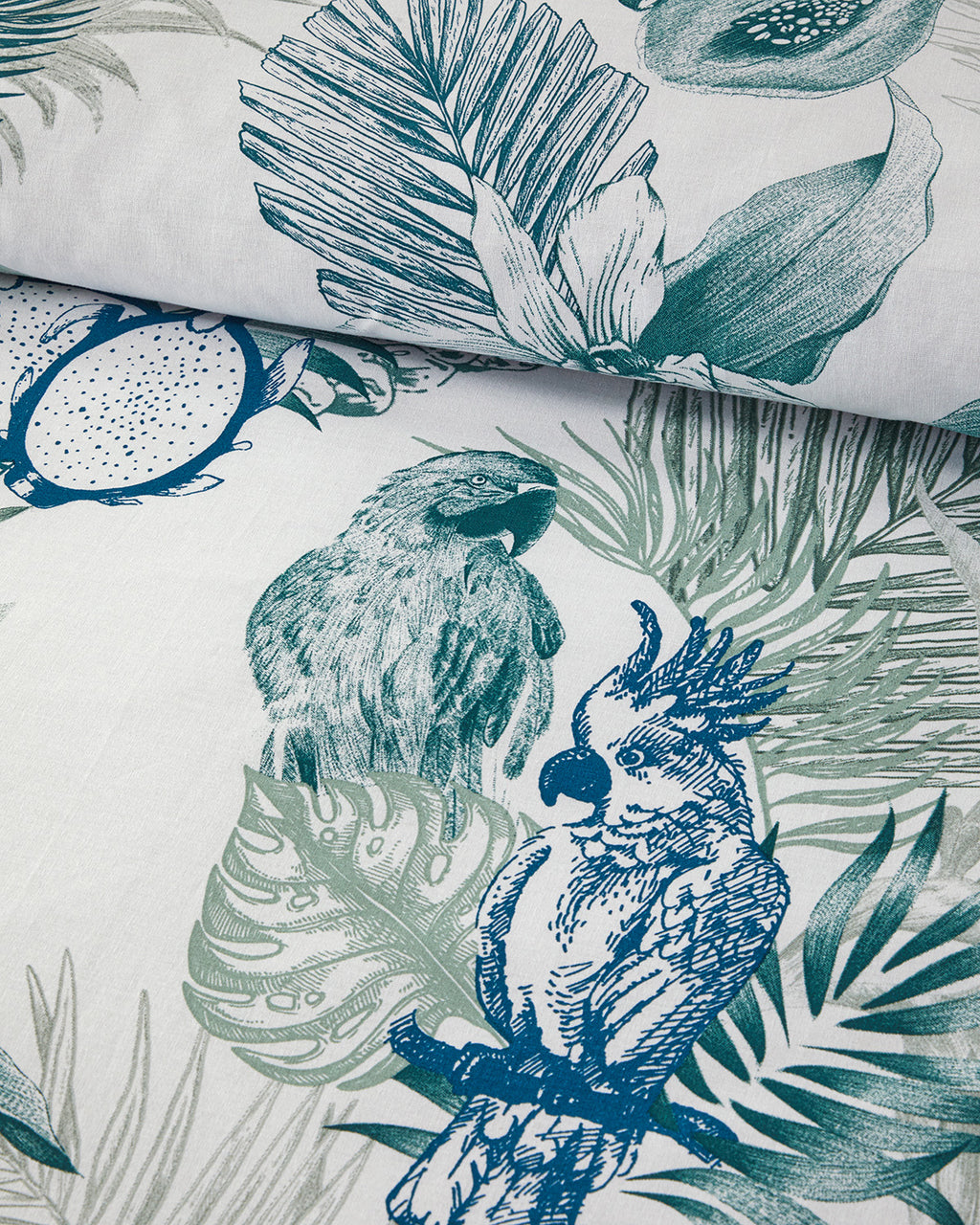 Cotton Duvet Cover Set Navy Blue - Green - King 240x220 cm (view 3)