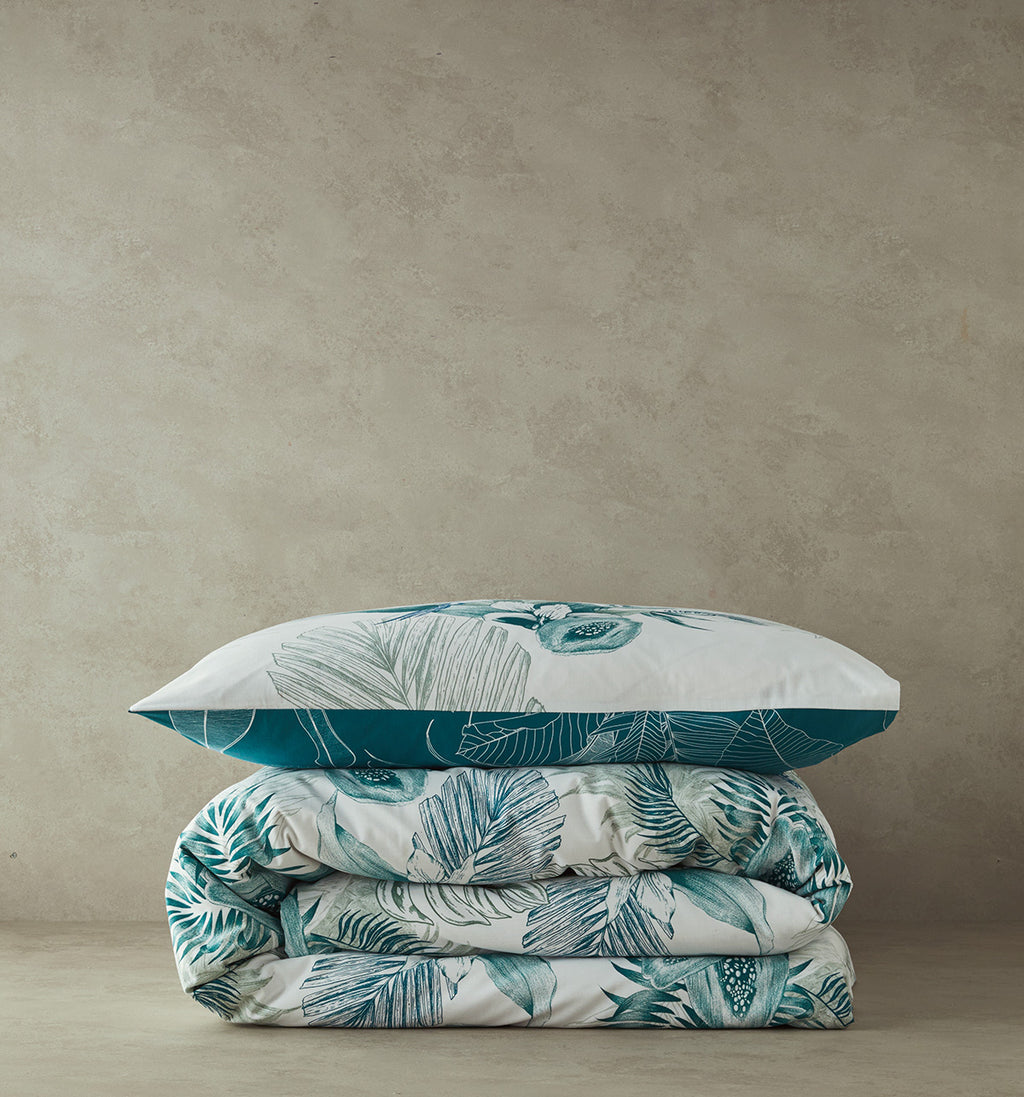 Cotton Duvet Cover Set Navy Blue - Green (view 6)