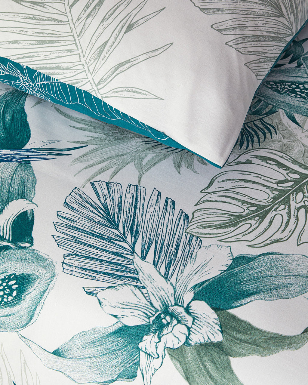 Cotton Duvet Cover Set Navy Blue - Green (view 10)