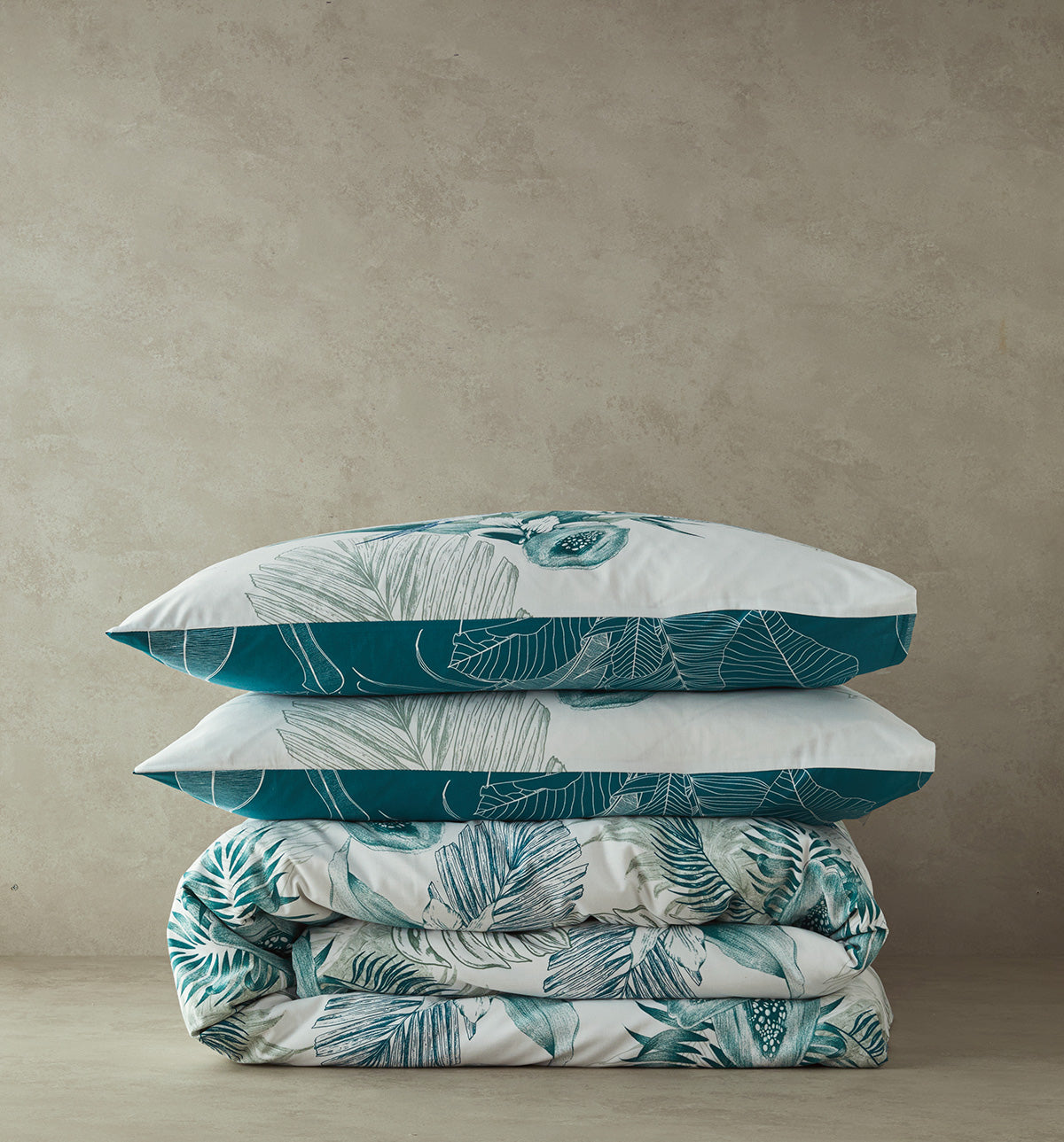 Cotton Duvet Cover Set Navy Blue - Green (view 18)