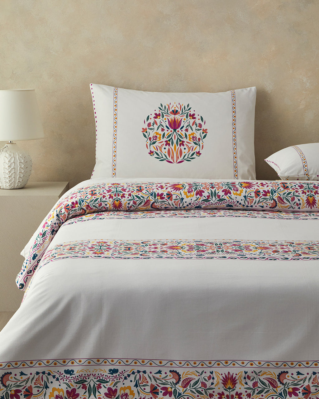 Cotton Duvet Cover Set Fuchsia - King 240x220 cm (view 2)