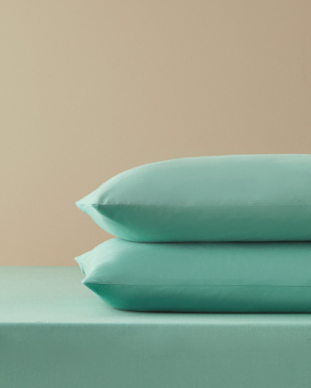 Plain Cotton Fitted Sheet Set - Green - Single 100x200 cm