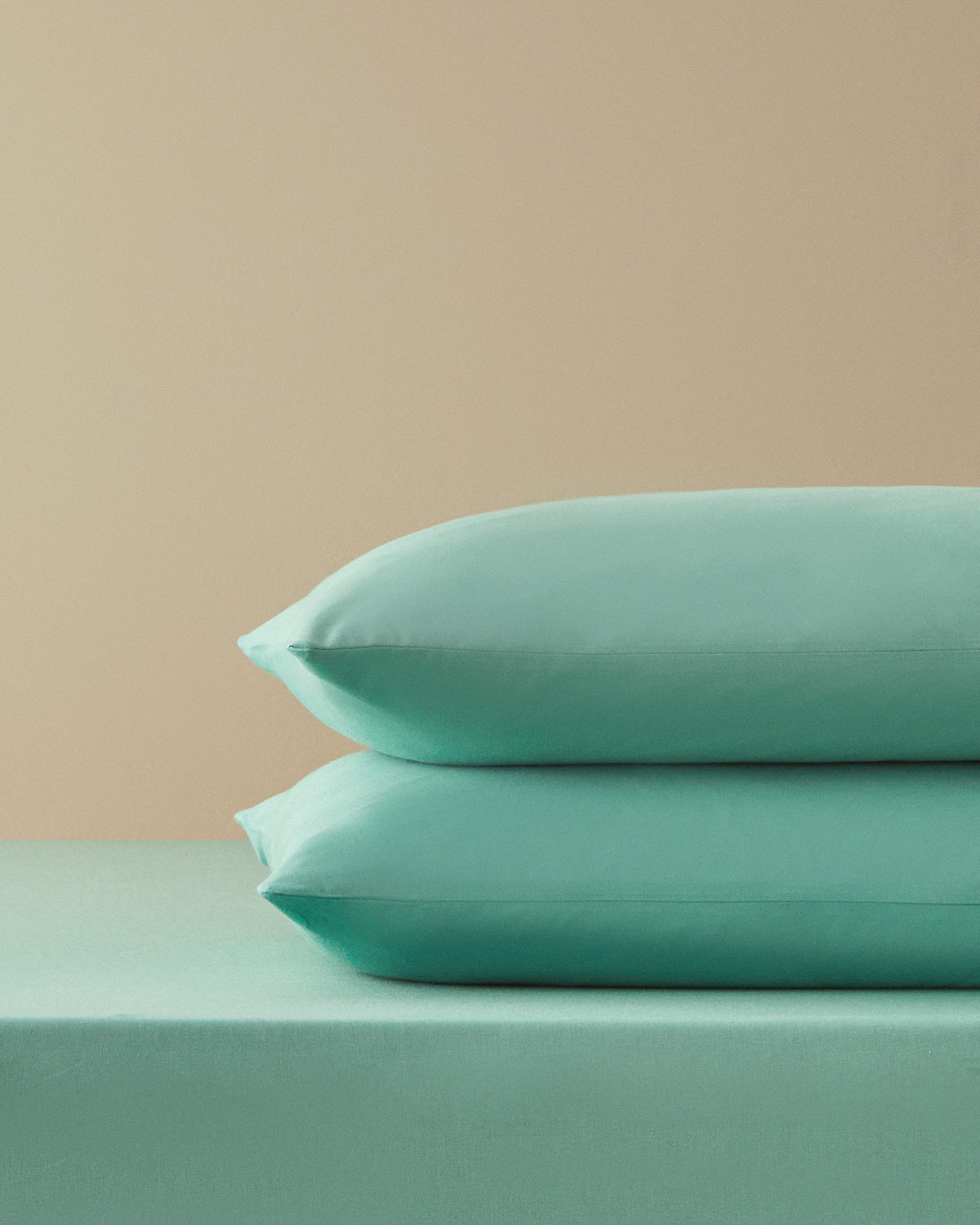 Plain Cotton Fitted Sheet Set - Green - Single 100x200 cm