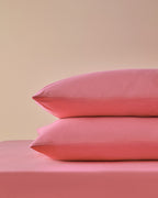 Plain Cotton Fitted Sheet Set - Dark Pink - Double 160x200 cm (view 5)
