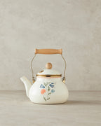 Enamel Tea Pot 2 Litre White - Blue
