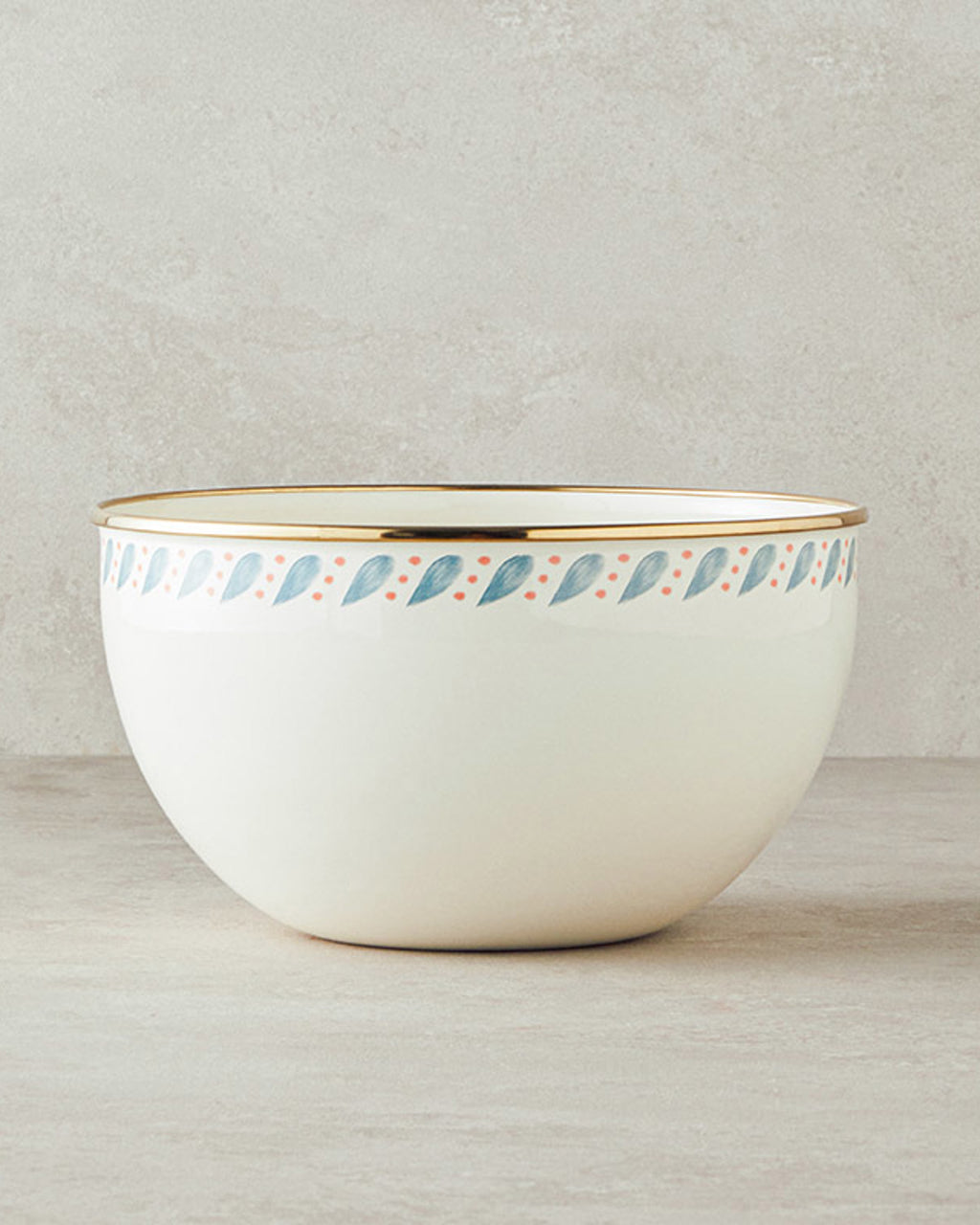 Enamel Mixing Bowl 24 cm White - Blue