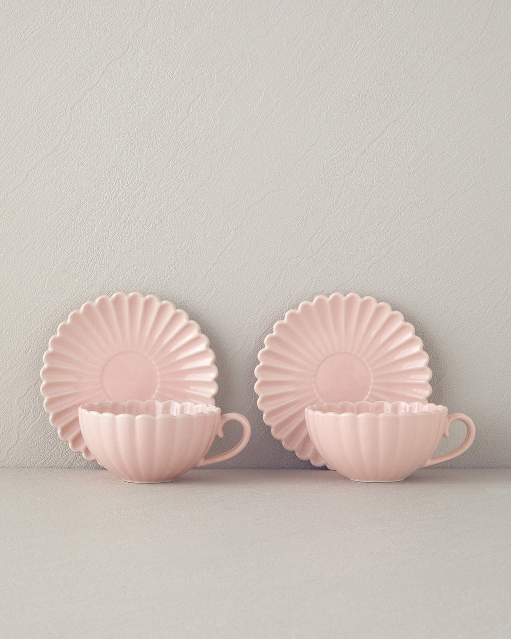 Fiore New Bone China 4 Pieces 2 Servings Tea Cup Set 220 ml Powder
