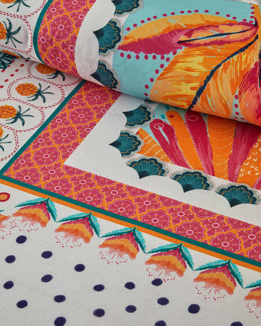 Soft Cotton with Digital Print Duvet Cover Set Orange - Beige (view 7)