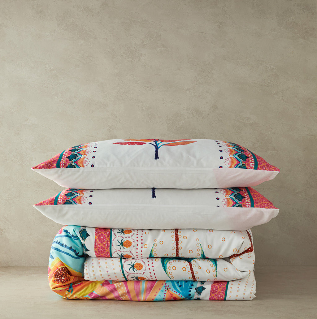 Soft Cotton with Digital Print Duvet Cover Set Orange - Beige (view 9)