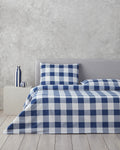 Gingham Easy Iron Duvet Cover Set Navy Blue - Single 160x220 cm