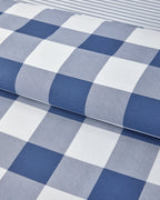 Gingham Easy Iron Duvet Cover Set Navy Blue (view 3)