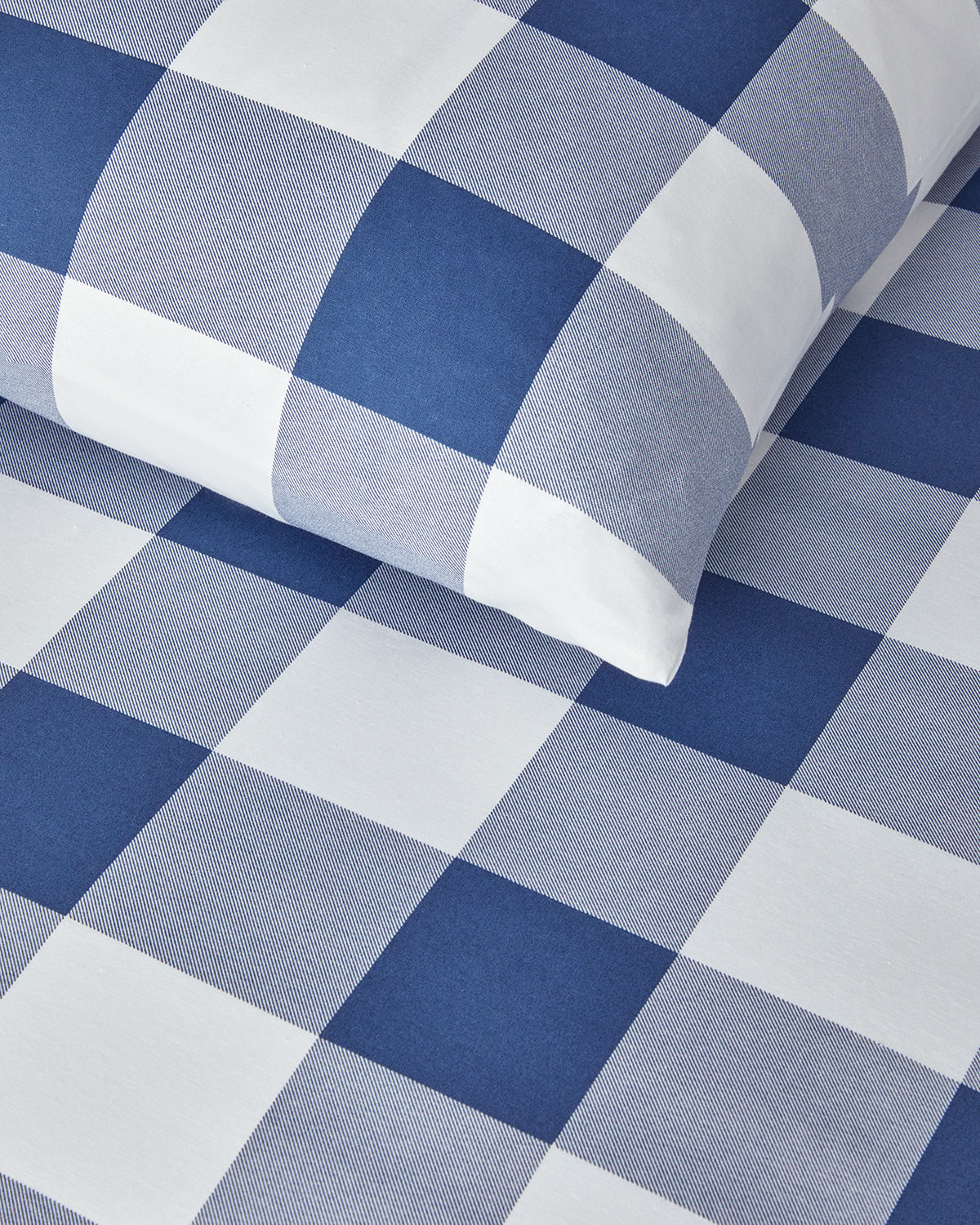 Gingham Easy Iron Duvet Cover Set Navy Blue (view 4)