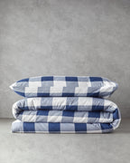 Gingham Easy Iron Duvet Cover Set Navy Blue (view 7)
