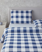 Gingham Easy Iron Duvet Cover Set Navy Blue (view 9)