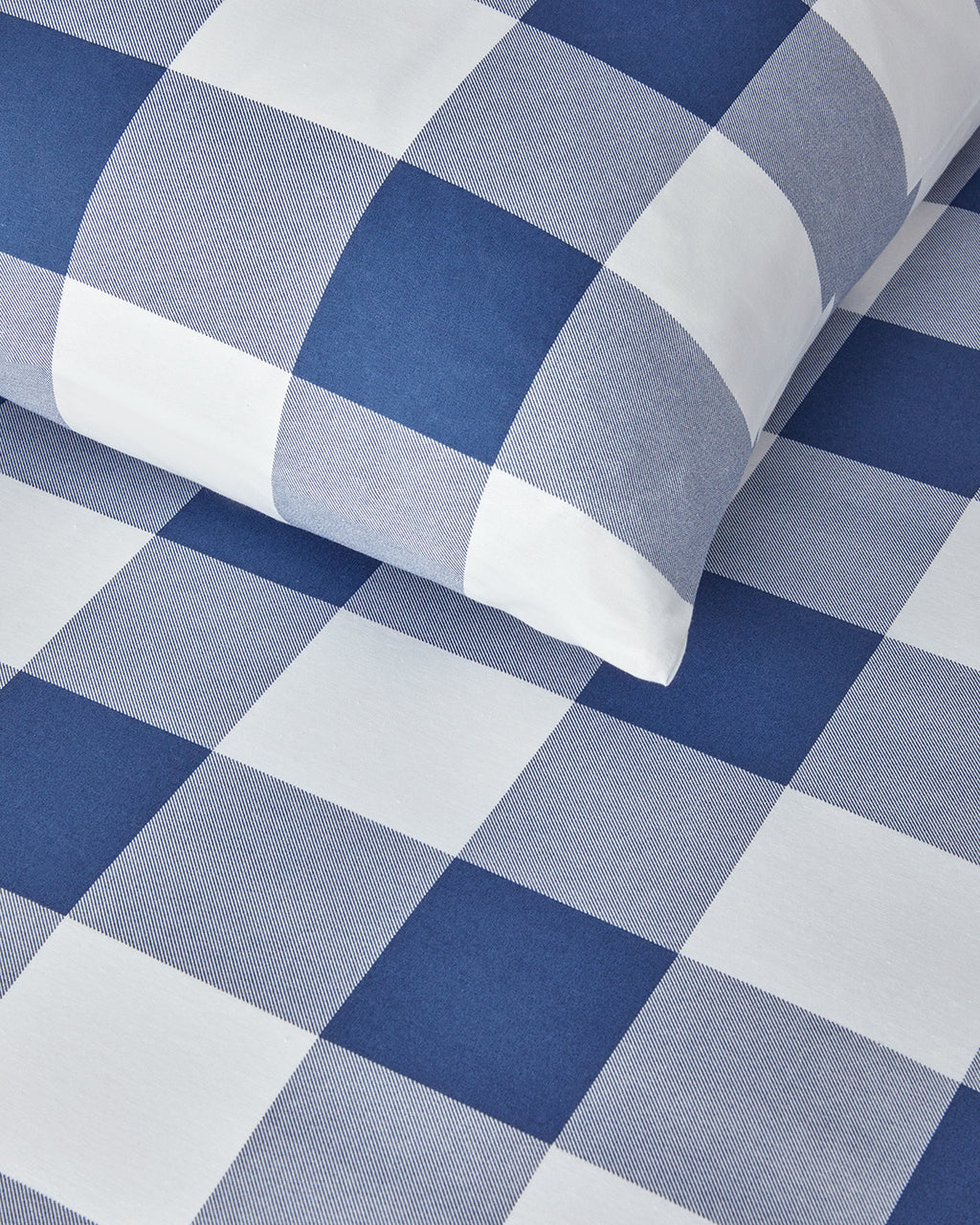 Gingham Easy Iron Duvet Cover Set Navy Blue (view 11)